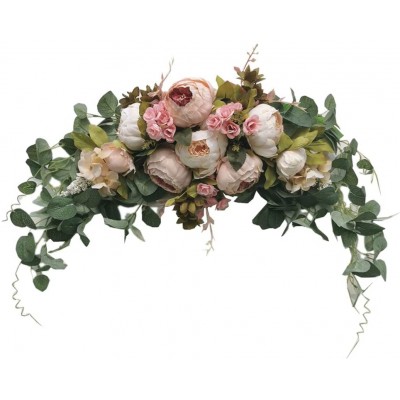 Wedding Arch Flowers 30 Inch Rustic Artificial Floral Swag for Lintel Green Leaves Rose Peony Sunflowers Door Wreath Home Decoration