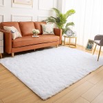YJ.GWL Soft Shaggy Area Rugs for Bedroom Fluffy Living Room Rugs Nursery Girls Carpets Kids Home Decor Rugs 3 x 5 Feet White