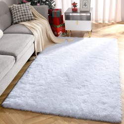 YJ.GWL Soft Shaggy Area Rugs for Bedroom Fluffy Living Room Rugs Nursery Girls Carpets Kids Home Decor Rugs 3 x 5 Feet White