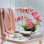 YOBANSA Orchid Bonsai Artificial Flowers with Imitation Porcelain Flower Pots Phalaenopsis Fake Flowers Arrangements for Home Decoration Deep Pink