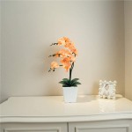 YSZL 15 Tall Artificial Silk Phalaenopsis Orchid Flower Plant Pot Arrangements Orange