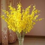 ZYooh Artificial Phalaenopsis Flowers Simulation Oncidium Orchid Flowers Wedding Decoration Garden Floral Decor Flowers Bridal Bouquet Home Flowers Bunch Hotel Party yellow