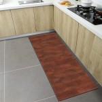 OPLJ Wood Grain Pattern 3D Printing Kitchen Carpet Entrance Door mat Family Bathroom Non-Slip Absorbent Carpet A19 50x160cm