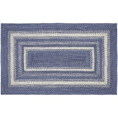 VHC Brands Great Falls Braided Jute Rug Non-Skid Pad Accent Rug Rectangle Blue 36x60