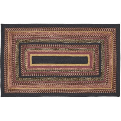 VHC Brands Heritage Farms Braided Jute Rug Non-Skid Pad Accent Rug Rectangle Red Black Tan. 36x60