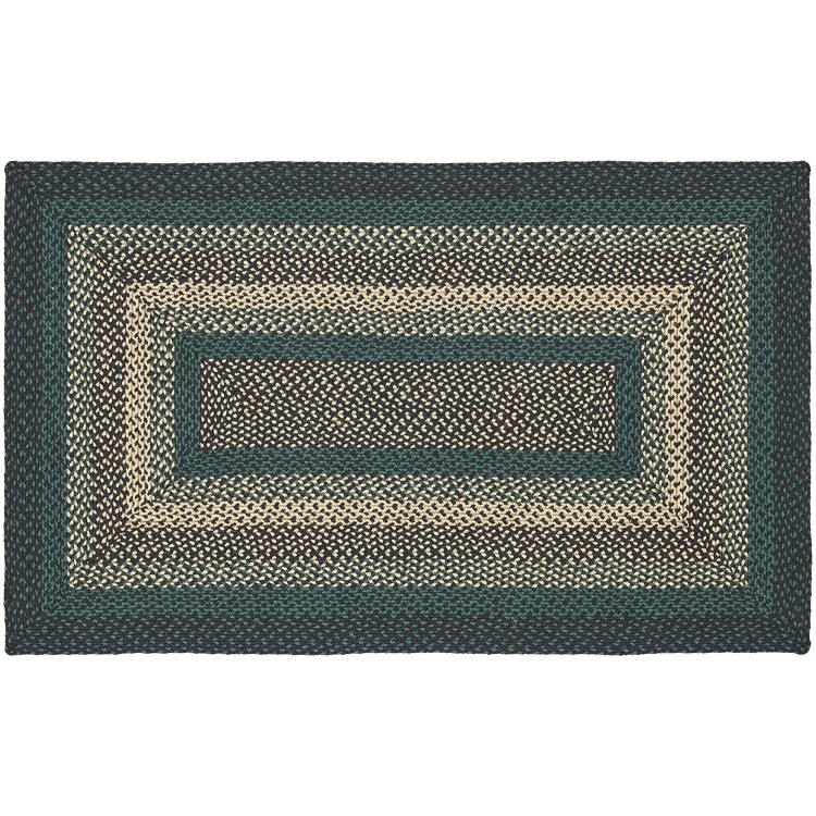 VHC Brands Pine Grove Braided Jute Rug Non-Skid Pad Accent Rug Rectangle Green 36x60