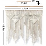 43.5W × 43.3L Macrame Wall Hanging Boho Chic Woven Tapestry-Cream Beige Bohemian Tassel Art Cotton Rope Woven Large Wall Decor Curtain for Home Apartment Dorm Room Backdrop Including Hanging Rod