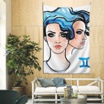 AIKENING 60x90 Inches Tapestry Doorway Gemini Zodiac Antique Gemini Twins Wall Accents Decor Wall Art for Apartment Dorm Room Backdrop Home Decor