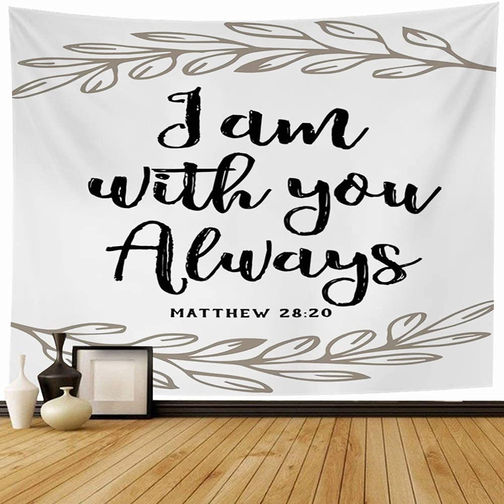Bknnami Tapestry Wall Hanging Drawn You Book Script Always with Great Typography Am Series Element Accents Sign Scripture Accent Wall Tapesty for Bedroom Home Wall Decor 80x60