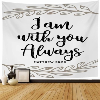 Bknnami Tapestry Wall Hanging Drawn You Book Script Always with Great Typography Am Series Element Accents Sign Scripture Accent Wall Tapesty for Bedroom Home Wall Decor 80"x60"