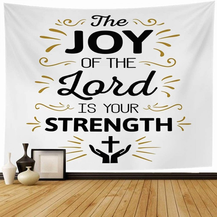 Bknnami Tapestry Wall Hanging Joy Text Typography Goodness On Do Not Accent Grieve Wisdom Poster Courage My Strength Calligraphy Wall Tapesty for Bedroom Home Wall Decor 80x60