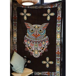 Black Tapestry Wall Hanging Owl Wall Decor Fabric Wallpaper Home Decor,60"x 80",Twin Size