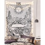 BLEUM CADE Tarot Tapestry The Moon The Star The Sun Tapestry Medieval Europe Divination Tapestry Wall Hanging Tapestries Mysterious Wall Tapestry for Home Decor 51×59 Inches The Sun