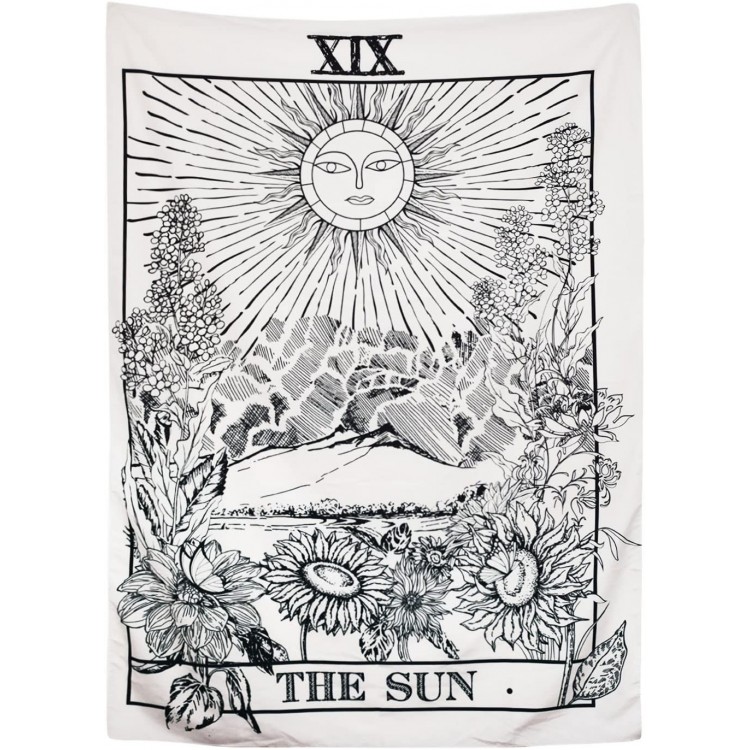 BLEUM CADE Tarot Tapestry The Moon The Star The Sun Tapestry Medieval Europe Divination Tapestry Wall Hanging Tapestries Mysterious Wall Tapestry for Home Decor 51×59 Inches The Sun