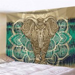 Bohemian Elephant Tapestry Mandala Boho Vintage Watercolor Yoga Tapestries Wall Hanging Indian Art Home Decoration Bedroom Decor Living Room Door Curtain Balcony Sheer Room Divider 90.5 × 70.8