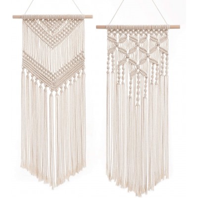 Dahey 2 Pcs Macrame Wall Hanging Decor Woven Wall Art Macrame Tapestry Boho Chic Home Decoration for Apartment Bedroom Nursery Gallery,13" W×27" L and 13''W×29" L