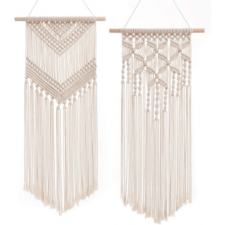 Dahey 2 Pcs Macrame Wall Hanging Decor Woven Wall Art Macrame Tapestry Boho Chic Home Decoration for Apartment Bedroom Nursery Gallery,13 W×27 L and 13''W×29 L