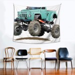 Huqalh Bed Wall Tapestry Cartoon Monster Truck Bathroom Wall Art Decor 60x51 Inches152x130cm Wall Hanging Art Home Decor Polyester for Living Room Bedroom Dorm