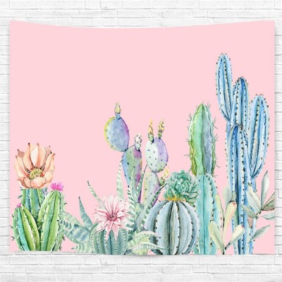 IcosaMro Cactus Tapestry Wall Hanging Cute Desert Wall Art with Hemmed Edges Wall Blanket Home Decor for Bedroom College Dorm Pink 51x60 Inches
