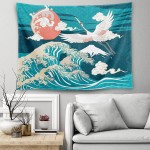 Japanese Wave Tapestry Kanagawa Tapestry Wall Hanging Asian Tapestry With Home Decor For Living Room Bedroom Dorm 60 x 51 Inch
