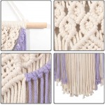 Macrame Wall Hanging Art Woven Wall Decor Cotton Handmade Boho Macrame Tapestry Chic Home Decor for Apartment Bedroom Living Room Dorm Gallery Purple 14Wx24L