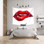 Mugod Red Lip Tapestry The Woman's Sexy Red Biting Lips Home Decor Tapestry Wall Hanging for Bedroom Living Room Dorm 60WX40H Inches