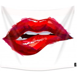 Mugod Red Lip Tapestry The Woman's Sexy Red Biting Lips Home Decor Tapestry Wall Hanging for Bedroom Living Room Dorm 60WX40H Inches