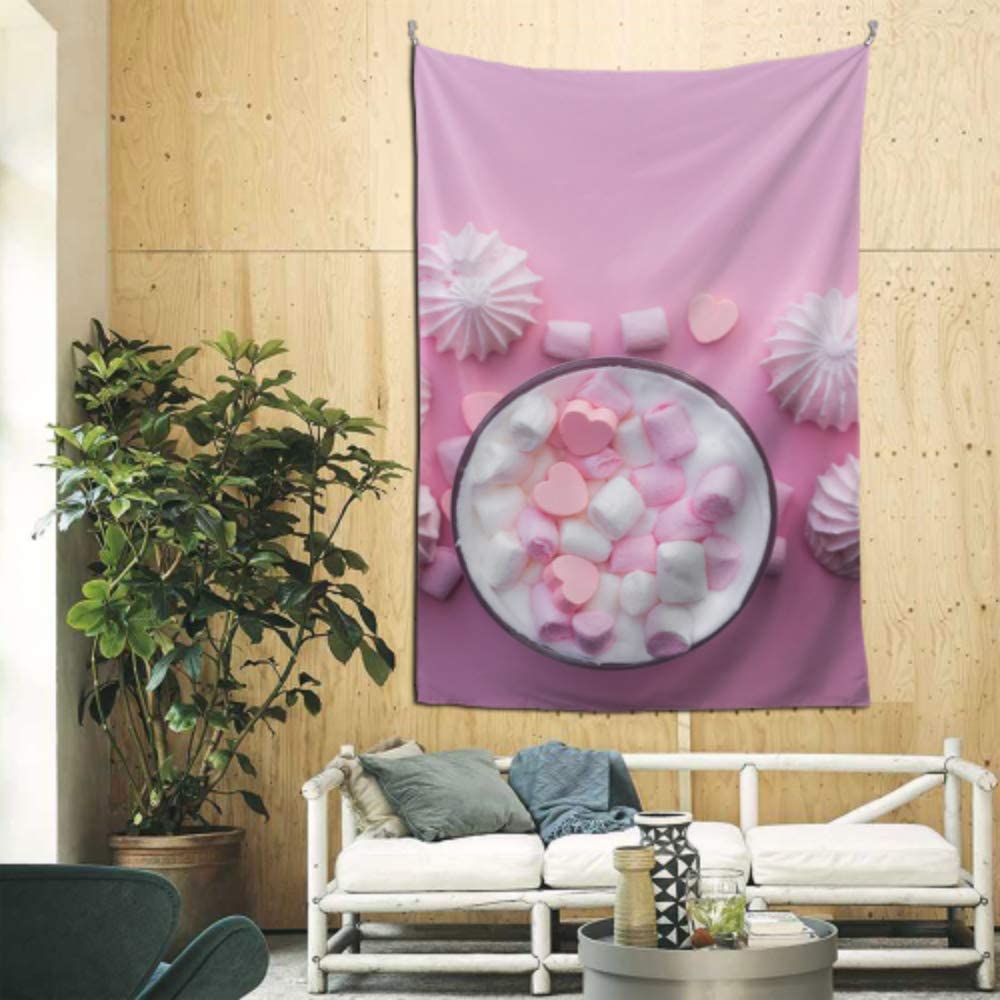 QiyI 60x90 Inches Kids Hanging Wall Hot Pink Candy and Cream Wall Accents Decor Wall Art for Apartment Dorm Room Backdrop Home Decor