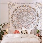 Simpkeely Sketched Floral Medallion Tapestry Bohemian Mandala Wall Hanging Tapestries Indian Art Print Mural for Bedroom Living Room Dorm Home Décor 59.1x80 Inches（Mauve）