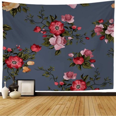 Staroapr Tapestry Wall Hanging Botanical Beautiful Feminine Accent Floral Pattern Roses Valentine Bloom On Dark Abstract Plant Home Decorations for Bedroom Dorm Decor 80x60 Inch