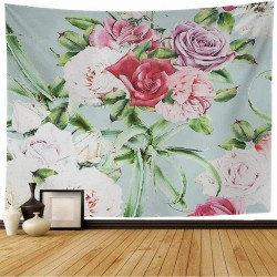 Staroapr Tapestry Wall Hanging Colorful Abstract Floral Curl Pattern Roses Watercolor Painting Green Accent Arrangement Beautiful Home Decorations for Bedroom Dorm Decor 80x60 Inch