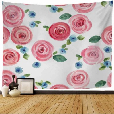 Starogs Tapestry Pink Flower Watercolor Roses Cute Little Pattern Nature Blue Vintage Accent Arrangement Beautiful Wall Tapestry Wall Decor Blanket for Bedroom Home Dorm 80x60 Inch
