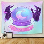 TOMPOP Tapestry Crystal Ball Purple Female Alien Hands Over Gradient Mesh Home Decor Wall Hanging for Living Room Bedroom Dorm 50x60 Inches