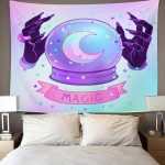 TOMPOP Tapestry Crystal Ball Purple Female Alien Hands Over Gradient Mesh Home Decor Wall Hanging for Living Room Bedroom Dorm 50x60 Inches