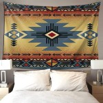 Wall Tapestry- Rustic Arizona Blue Accent Pattern Design Art Tapestry Wall Hanging Decor for Bedroom Living Room Home Dorm Blanket Mat 90x60