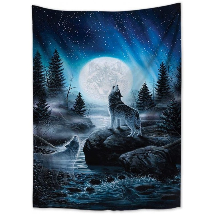 WholesaleSarong Howling Wolf Forest Moon Fantasy Tapestry Cloth Poster 40 x 28 inch Large Home Accent Wall Decor