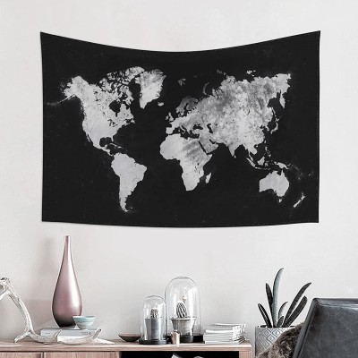World Map Tapestry Starry World Map Wall Hanging for Bedroom Living Room Dorm Home Decor Black and White Globe Galaxy Constellation Tapestrys
