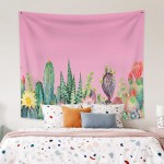Yeele Cactus Succulent Plants Tapestry Tropical Watercolor Cactus Plants Landscape with Colorful Flowers Wall Hanging Pink Art Blanket for Living Room Bedroom Home Decor 33.8x27.5inches