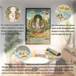 ZenBless Silk Embroidery Tibetan Thangka with Four Arms Kwan Yin Avalokitesvara Lotus Seat Wall Hanging for Home Décor Tapestry Meditation