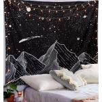 Zussun Mountain Moon Tapestry Wall Hanging Stars Black and White Art Tapestry Home Decor 70 x 90