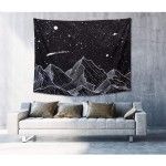 Zussun Mountain Moon Tapestry Wall Hanging Stars Black and White Art Tapestry Home Decor 70 x 90