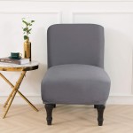 Armless Accent Chair Cover Large Size Armless Slipper Chair Slipcover Stretch Universal Thin Fabric Living Room Chair Cover Furniture Protector Removable Washable for Home Hotel Living Room Grey