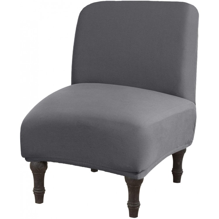 Armless Accent Chair Cover Large Size Armless Slipper Chair Slipcover Stretch Universal Thin Fabric Living Room Chair Cover Furniture Protector Removable Washable for Home Hotel Living Room Grey
