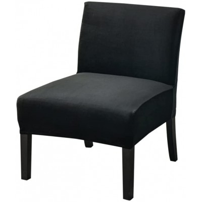 Armless Accent Chair Covers Stretch Plush Velvet Accent Slipper Chair Cover for Living Room Hotel Armless Accent Black