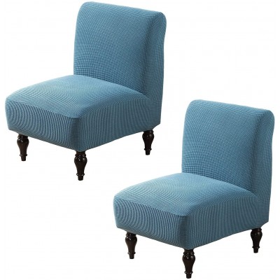 Chair Sofa Slipcover Jacquard Accent Chair Covers,Stretch Armless Accent Slipper Chair Slipcover Removable Washable Spandex Fabric Universal Furniture Protector Covers  Color : Blue  Size : 2 PS