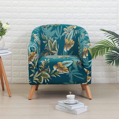 Club Chair Cover Stretch Spandex Geometric Pattern Armchair Covers,tub Chair Cover Cover for Living Room Armchair Rv Chair Cover Furniture Protector Barrel Accent Chair Covers with Arms Blue Flower