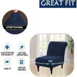 GAMUKAI Velvet Armless Accent Chair Cover Slipper Chair Cover High Stretch Soft Armless Accent Slipcover Removable Machine Washable Chair Covers Furniture Protector for Living Room Hotel Navy