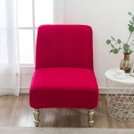 HALOUK Velvet Accent Chair Covers Stretch Armless Chair Slipcover Thick Modern Elastic Furniture Protector for Hotel Home Decoration red One