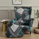 KRFOONN Wingback Chair Cover Slipcovers 2 Piece Stretch Printed Wing Chair Covers Slipcovers Wingback Sofa Covers Armchair Covers Non-Slip Furniture Protector for Living Room Color27