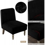 Leorate Armless Accent Chair Covers Velvet Armless Chair Slipcover Slipper Chair Covers for Living Room Set of 2 Black